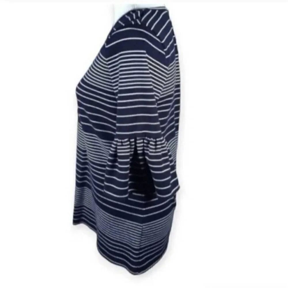 MAX STUDIO NAVY & WHITE STRIPE TOP W/BELL SLEEVES SZ.S EUC. - Picture 3 of 5